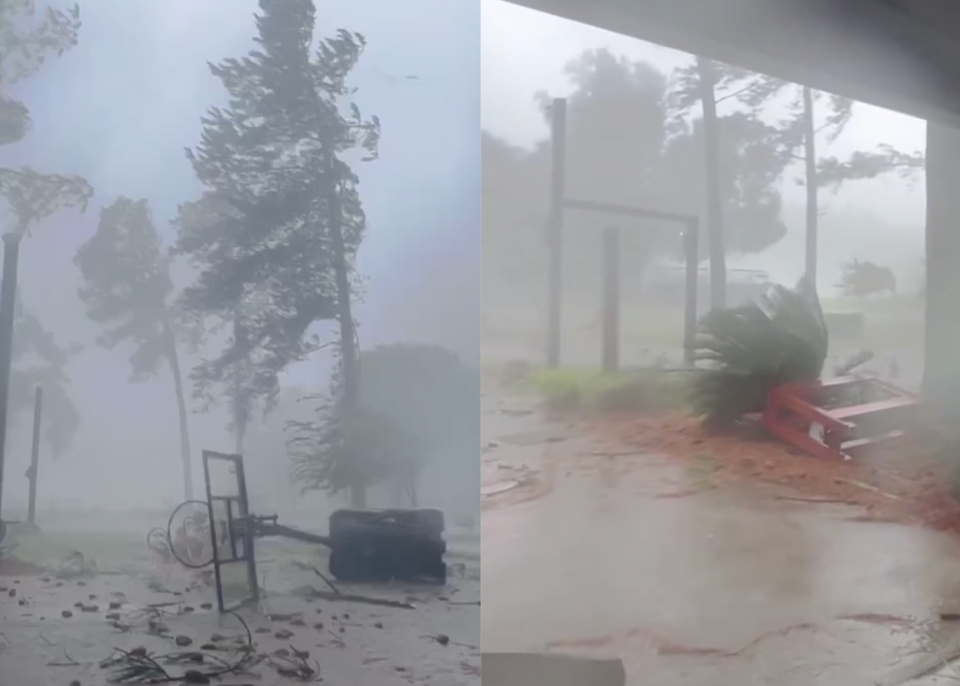 Screenshots from video footage by Chelsey Webb, who said she filmed it from her home in Valdosta on Wednesday morning, Aug. 30. / Credit: Chelsey Webb via Storyful