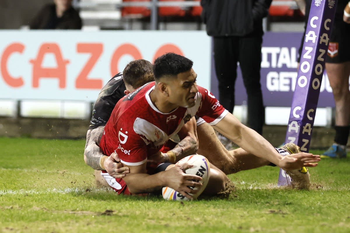 Tonga’s Daniel Tupou scored a hat-trick (Richard Sellers/PA) (PA Wire)