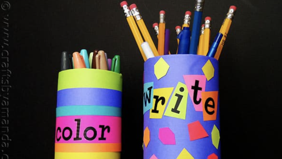 back to school activities, diy pencil holder with pencils inside