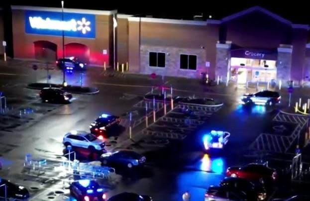Outside of Beavercreek, Ohio Walmart on Nov. 20, 2023 after, police say, gunman shot four people then fatally wounded himself. / Credit: CBS Pittsburgh