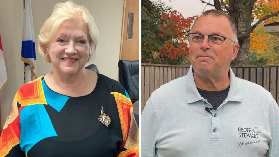 Christine Blair and Geoff Styewart, the two candidates for mayor in the Muncipality of Colchester, said they're in favour of a managed urban hunt to reduce the deer population. However, residents in six districts will vvot eon the issue on Oct 19. 