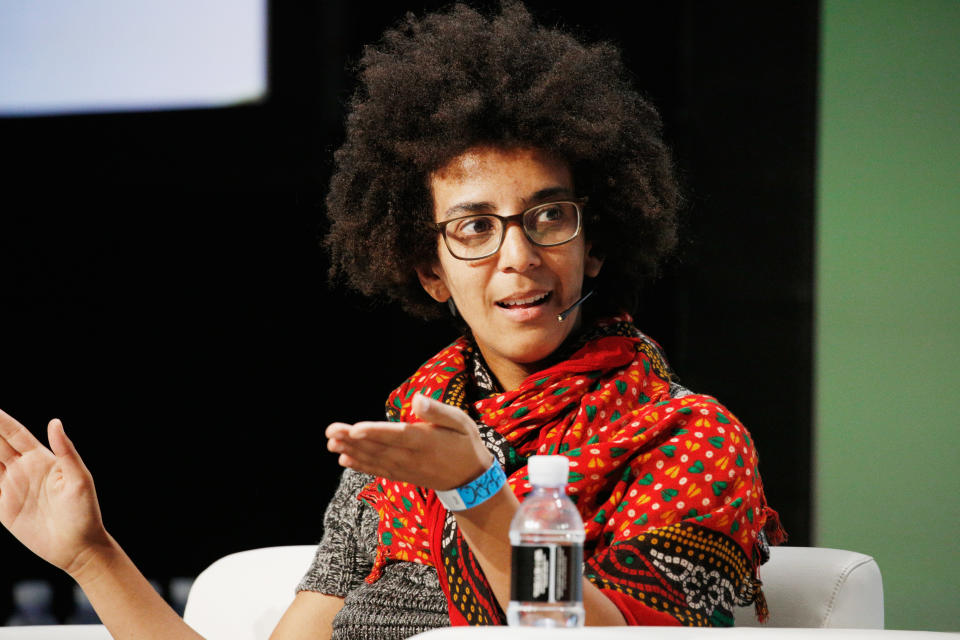 SAN FRANCISCO, CA - SEPTEMBER 07:  Google AI Research Scientist Timnit Gebru speaks onstage during Day 3 of TechCrunch Disrupt SF 2018 at Moscone Center on September 7, 2018 in San Francisco, California.  (Photo by Kimberly White/Getty Images for TechCrunch)