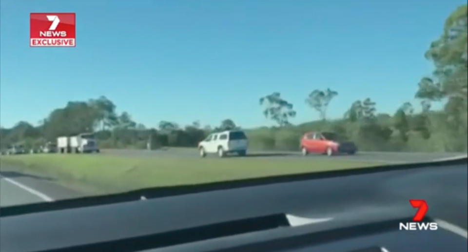 A truck appears in the dangerous driver’s path, forced to act defensively to avoid the driver traveling in the wrong direction. Source: Brett Wilson