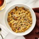 <p>This mushroom orzo with lemon and Parmesan is a creamy dish rich with flavor thanks to mushrooms and a velvety smooth sauce. Enjoy this cozy pasta dish with a glass of wine.</p> <p> <a href="https://www.eatingwell.com/recipe/7941581/mushroom-orzo-with-lemon-parmesan/" rel="nofollow noopener" target="_blank" data-ylk="slk:View Recipe;elm:context_link;itc:0;sec:content-canvas" class="link ">View Recipe</a></p>