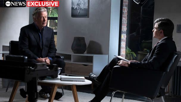 PHOTO: Actor Alec Baldwin talks to ABC News' Chief Anchor George Stephanopoulos in his first interview since the deadly shooting on the set of the film, 'Rust.' (ABC News)
