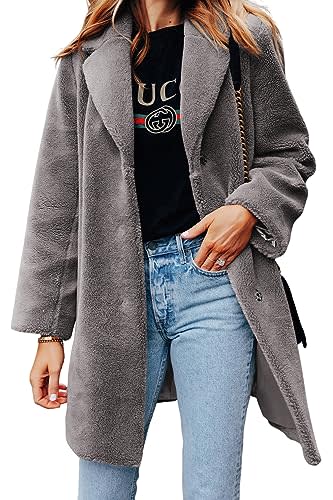 RomanticDesign Women's Long Lapel Faux Fur Jacket