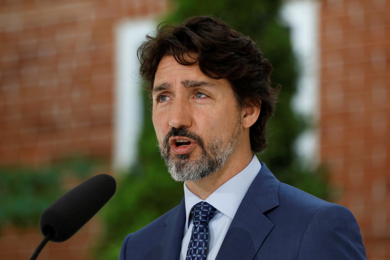 FILE PHOTO: Canada's Prime Minister Justin Trudeau attends a news conference at Rideau Cottage, as efforts continue to help slow the spread of coronavirus disease (COVID-19), in Ottawa, Ontario, Canada June 22, 2020. REUTERS/Blair Gable