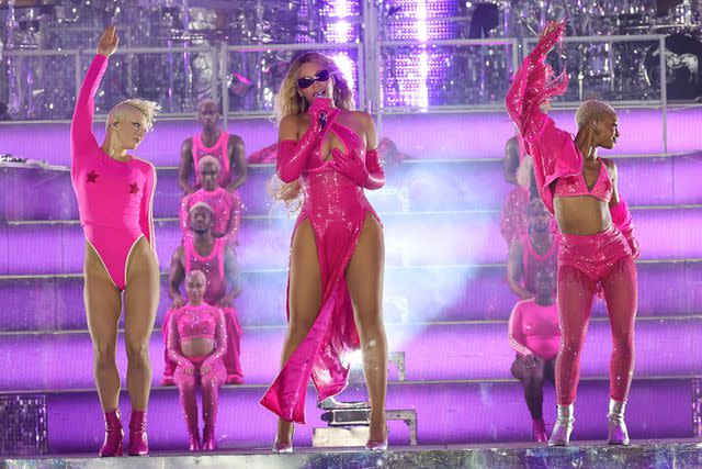 <p>Kevin Mazur/WireImage </p> Beyoncé performs in the Netherlands in June 2023