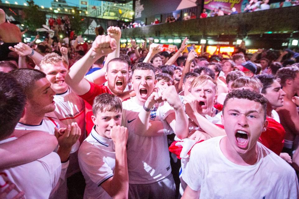 England fans celebrate: Five million Brits pulling sickie today as they nurse World Cup hangover