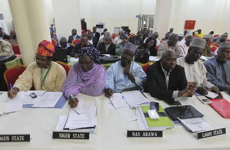 Nigerian state commissioners of health attend the second general meeting with Nigeria's Health Minister Onyebuchi Chukwu (not pictured) during a media briefing regarding the ongoing national Ebola disease outbreak, in Abuja September 1, 2014. REUTERS/Afolabi Sotunde