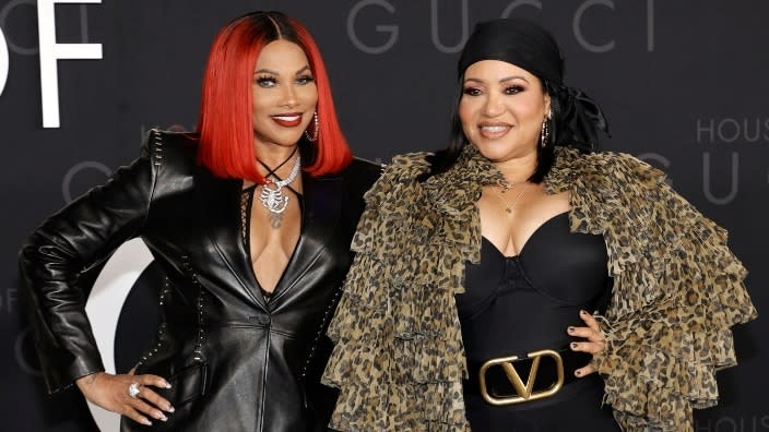 Salt-N-Pepa attend the Los Angeles premiere of MGM’s “House of Gucci” at Academy Museum of Motion Pictures on Nov. 18, 2021, in Los Angeles. The rap duo will be getting a star on the Hollywood Walk of Fame next Friday. (Photo: Amy Sussman/Getty Images)