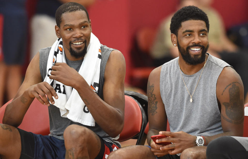 Kevin Durant has called USA Basketball teammate Kyrie Irving one of his best friends. (Getty Images)