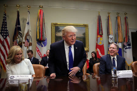 U.S. President Donald Trump attends a meeting in Washington U.S., February 1, 2017. REUTERS/Carlos Barria