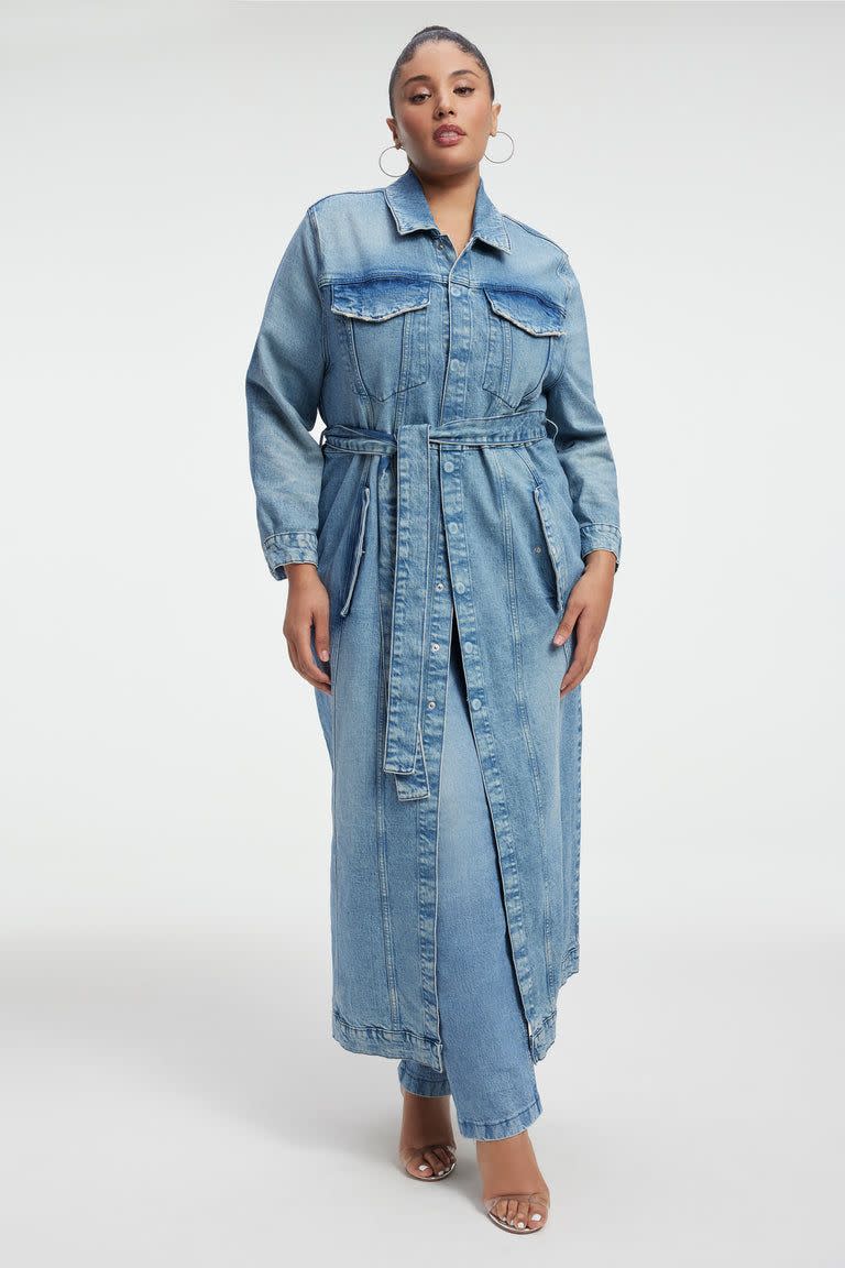 Good American Belted Maxi Denim Jacket