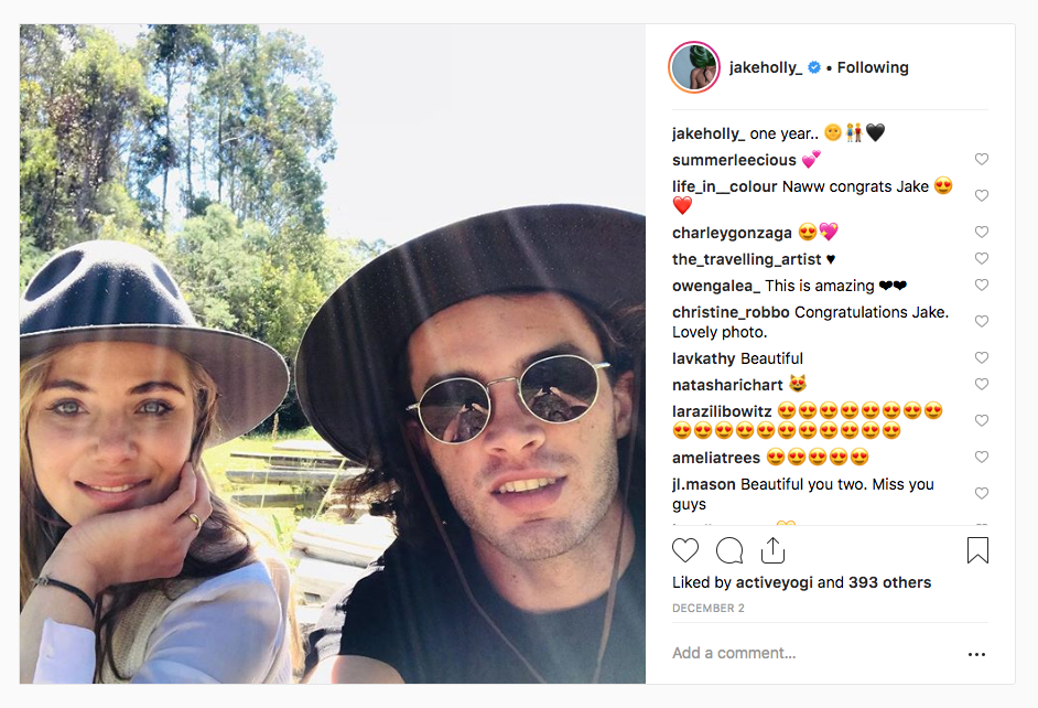 Jessica celebrated her one-year anniversary with boyfriend Jake Holly earlier this month. Photo: Instagram/jakeholly_