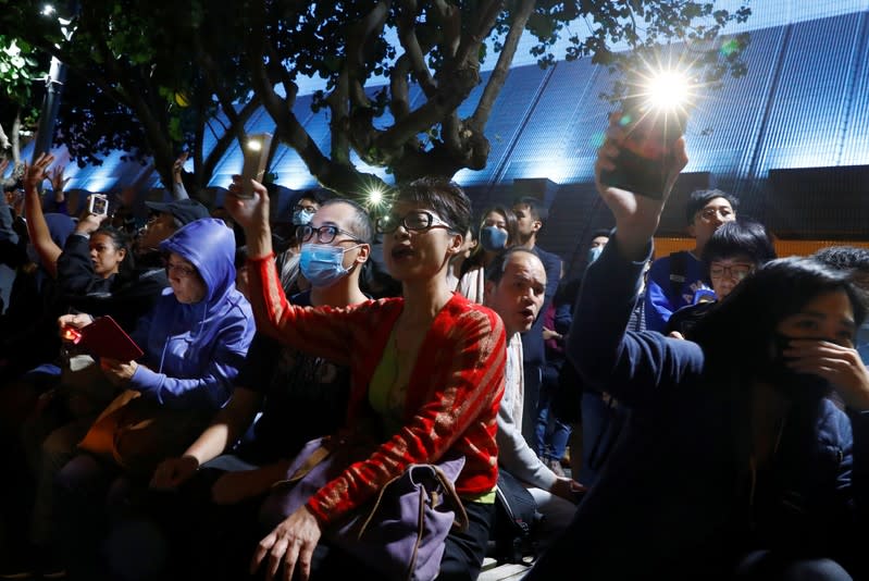 An anti-government rally against mass prosecution in Tsim Sha Tsui in Hong Kong