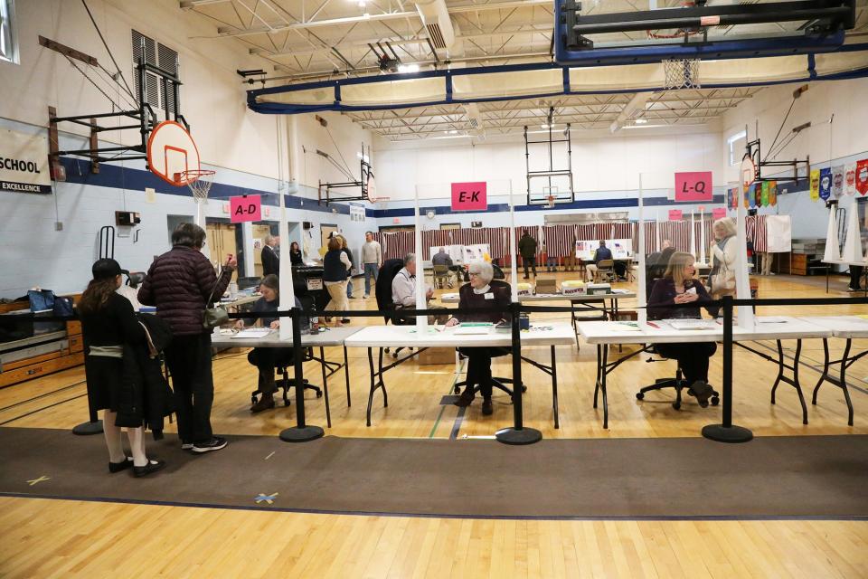 The Rye Elementary School gym is busy during the town election Tuesday, March 12, 2024.