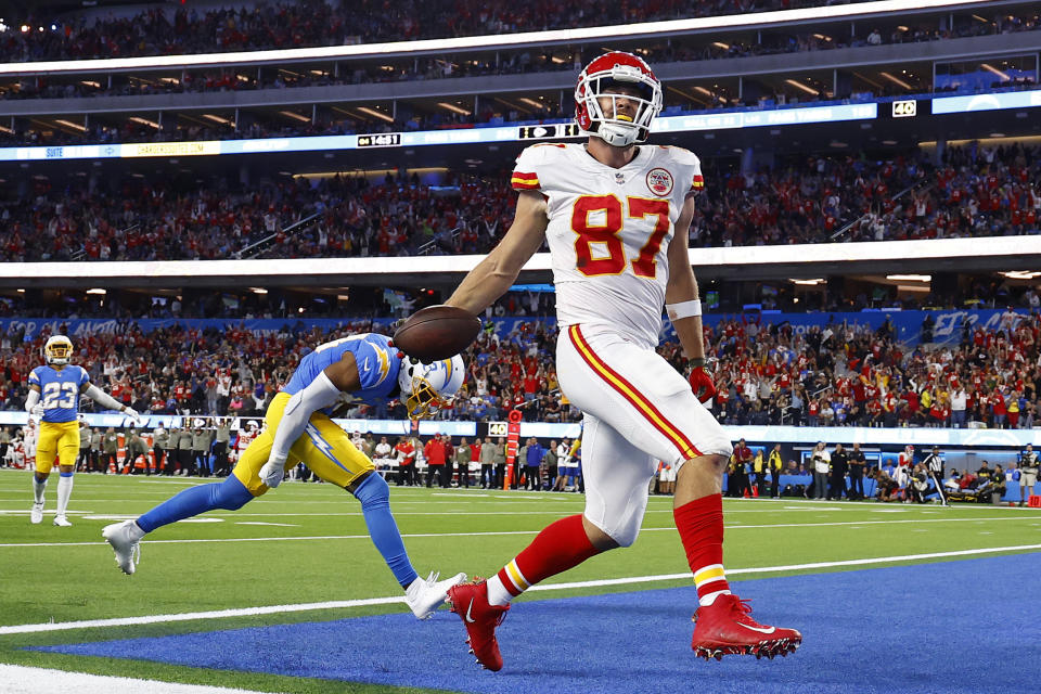 Travis Kelce might be the biggest difference-maker in fantasy with how weak tight end has been this season. (Photo by Ronald Martinez/Getty Images)