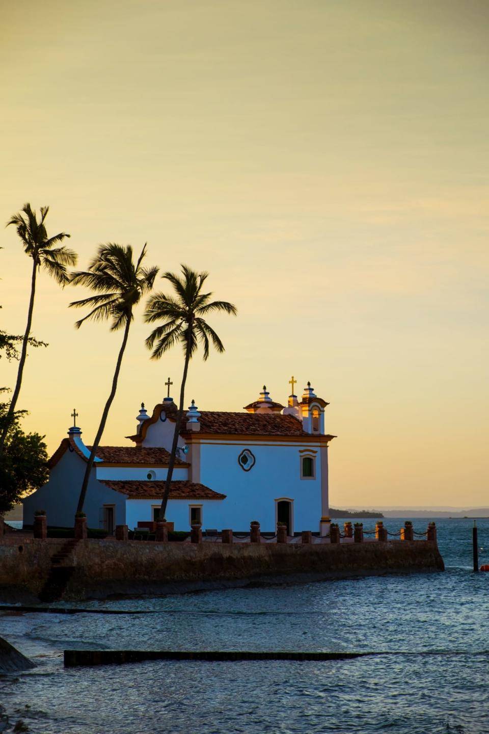 A view of Church of Our Lady of Loreto located on the island of the Frades in the Bay of All Saints in Salvador Bahia Brazil