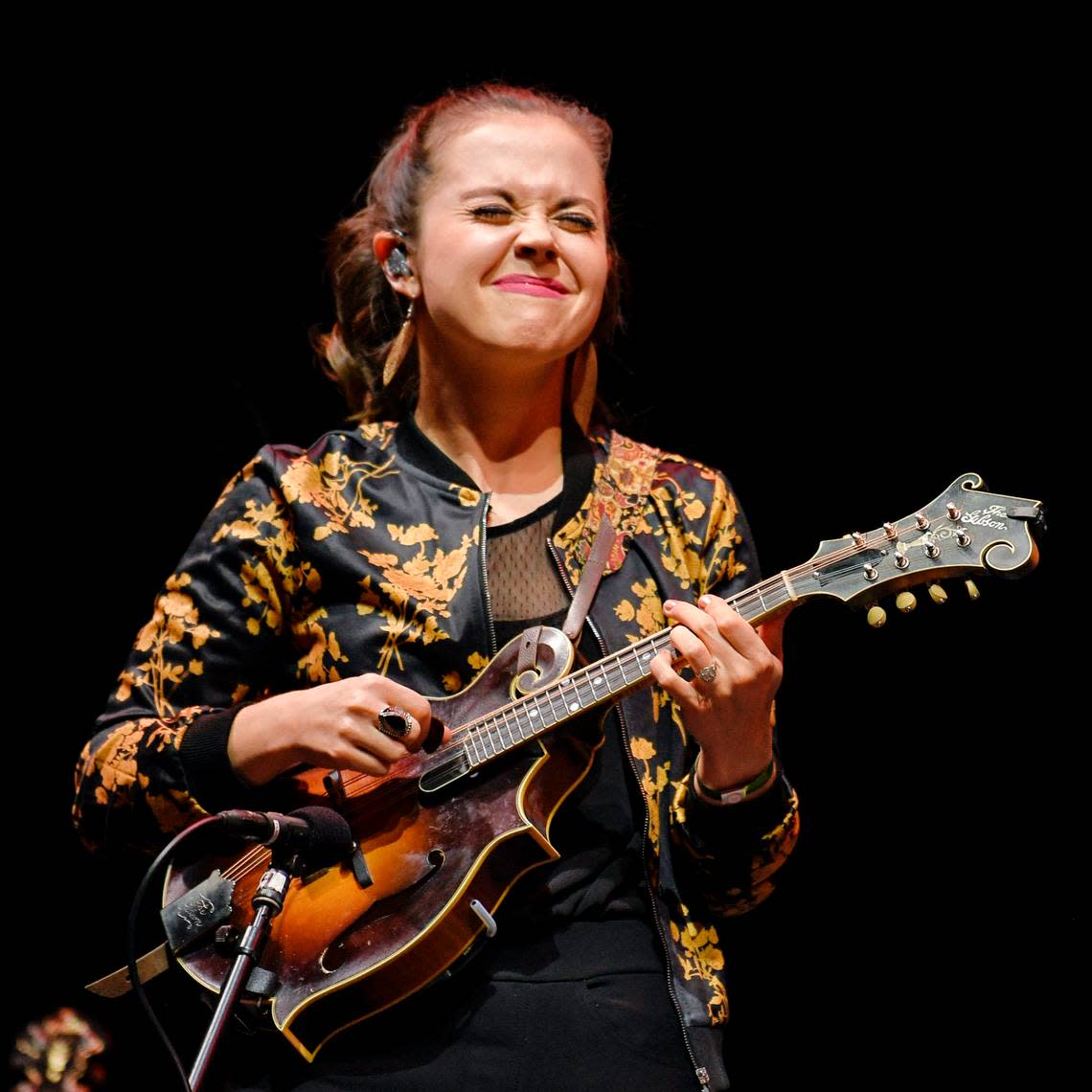 Sierra Hull plays with Bla Fleck’s My Bluegrass Heart featuring Michael Cleveland, Justin Moses, Mark Schatz & Bryan Sutton at IBMA Bluegrass Live! at Raleigh, N.C.’s Red Hat Amphitheater, Friday night, Oct. 1, 2021.