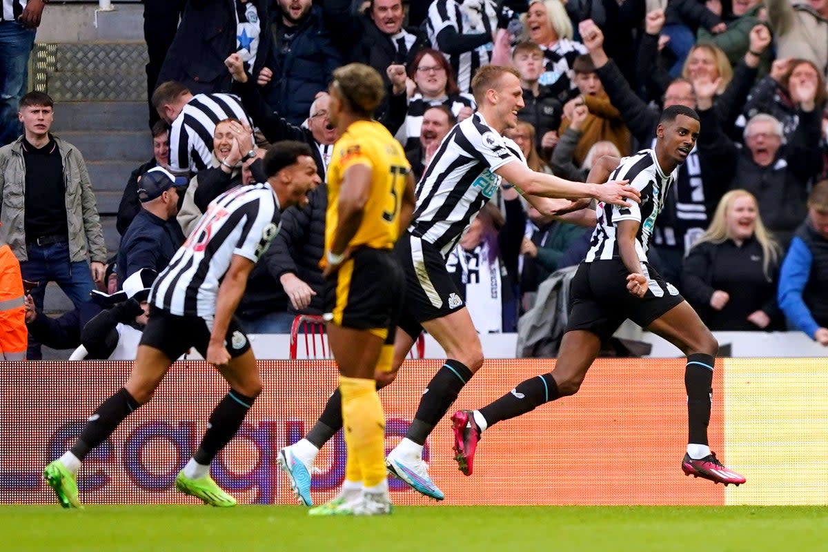 Alexander Isak (right) opened the scoring against Wolves (Owen Humphreys/PA) (PA Wire)