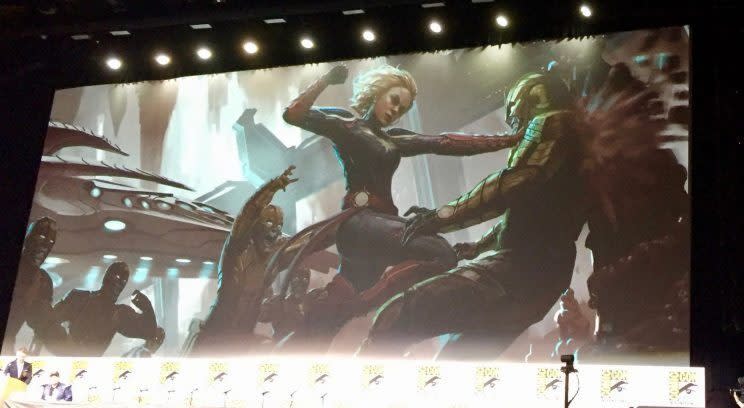 Marvel… super suit revealed at Comic Con – Credit: Marcus Errico/Yahoo Movies