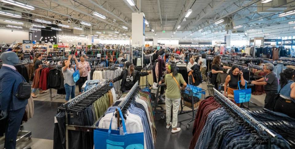 Shoppers select from a wide variety of clothing and other products sold at the new Nordstrom Rack in Natomas on Tuesday, Oct. 24, 2023.