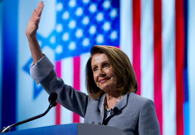 House Speaker Nancy Pelosi (D-Calif.) speaks at the 2019 AIPAC conference. AIPAC cultivates both parties, but its endorsement of Republicans who objected to the 2020 presidential election results has prompted some blowback. (Photo: Jose Luis Magana/Associated Press)