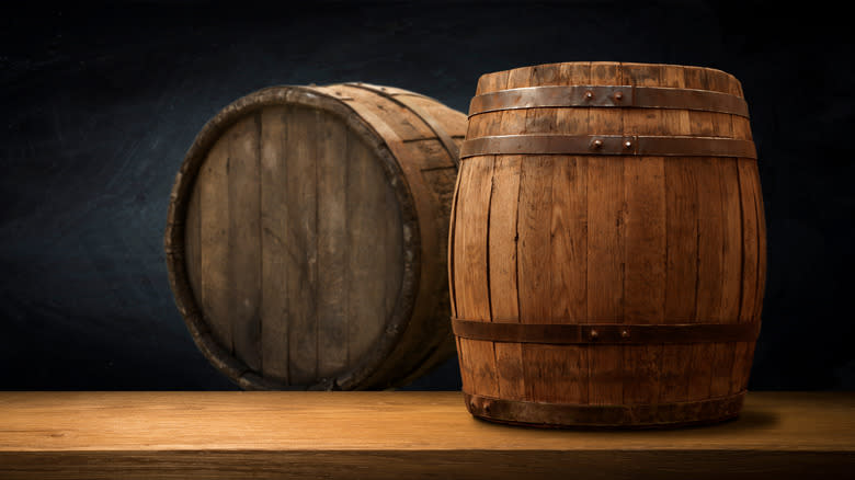 Old wooden barrels