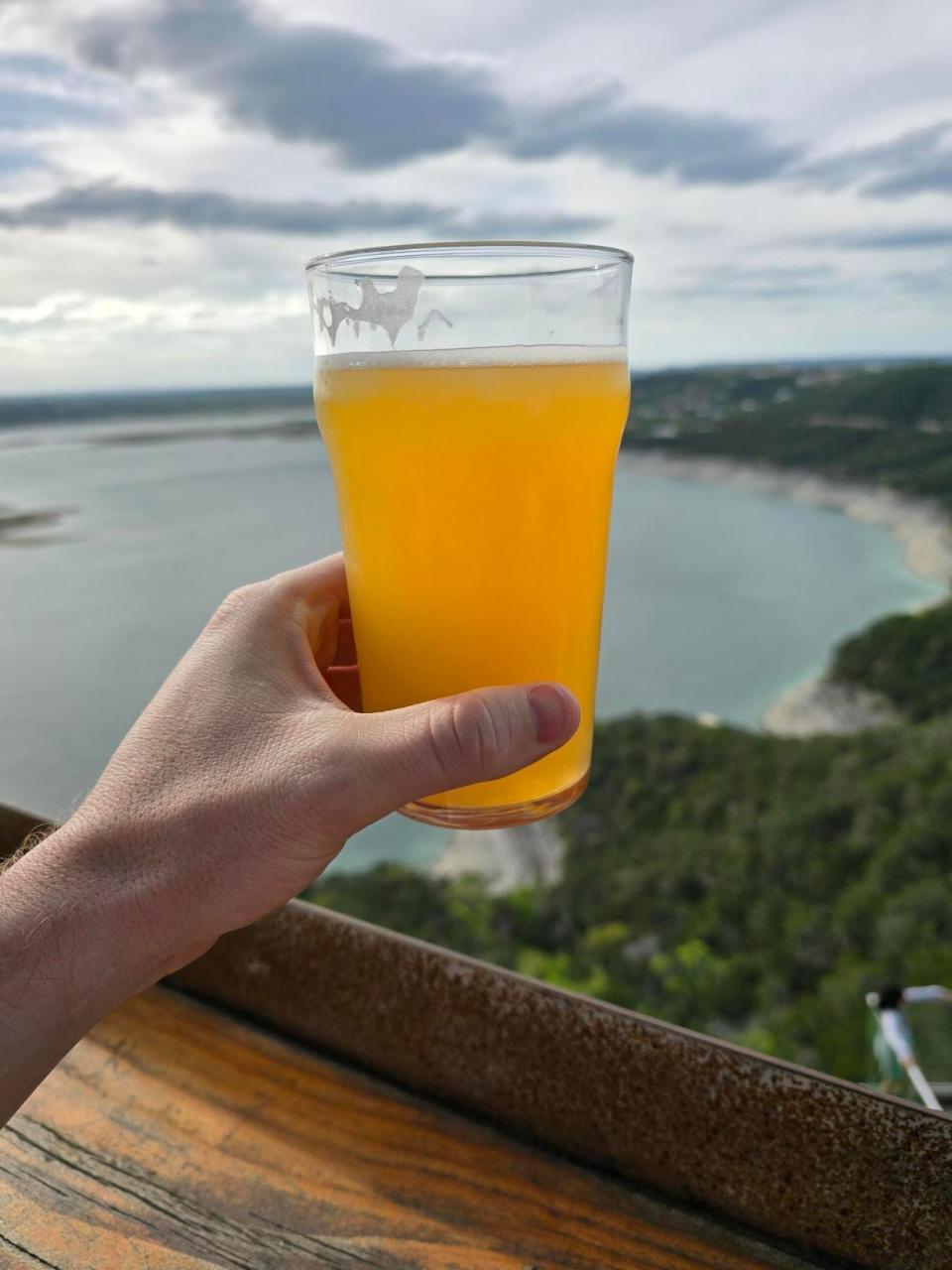 A Lemondrop Hazy IPA at Oasis Texas Brewing Company.