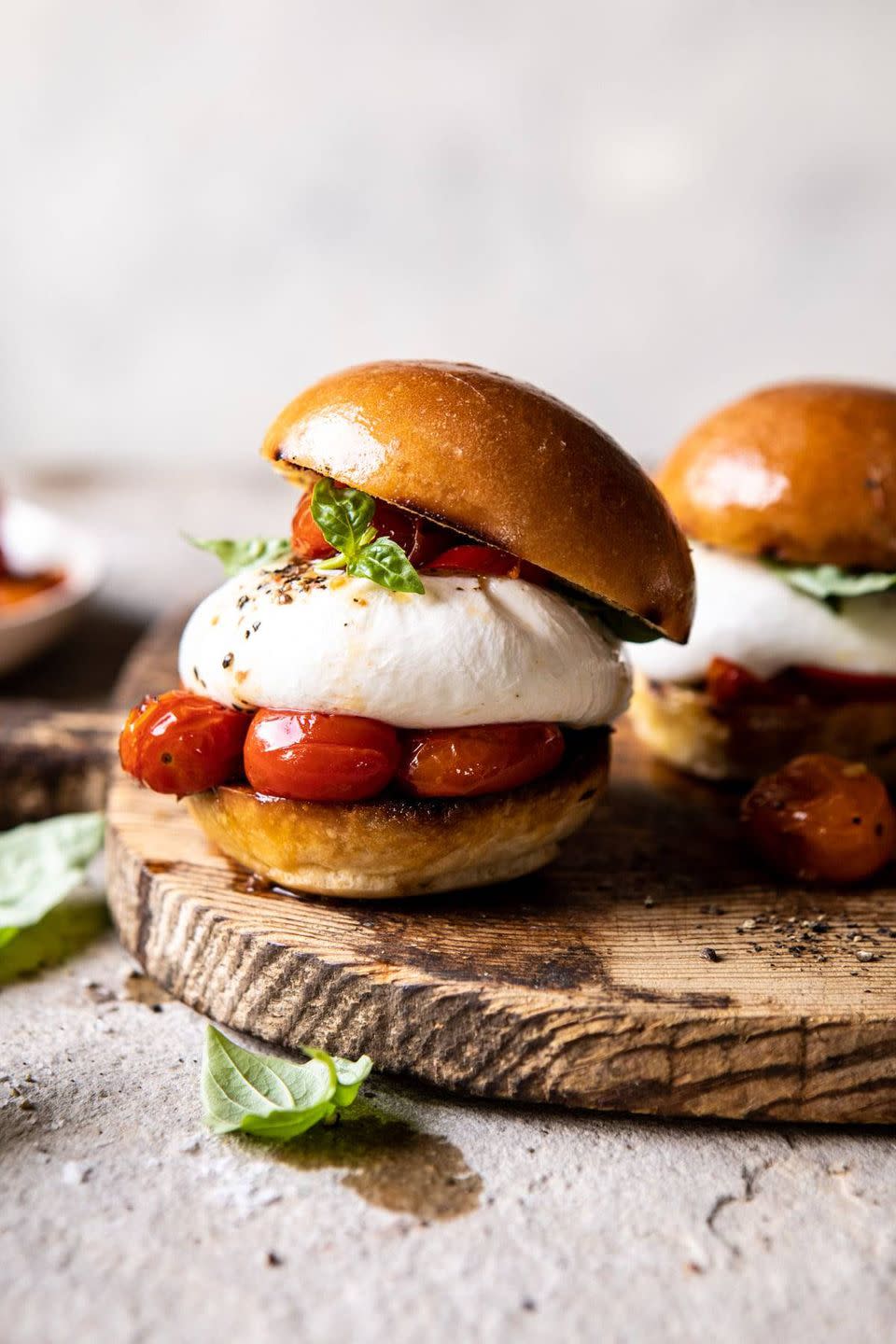 roasted caprese burrata sliders