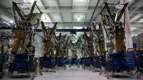 The nine merlin engines that power a SpaceX rocket (SpaceX)