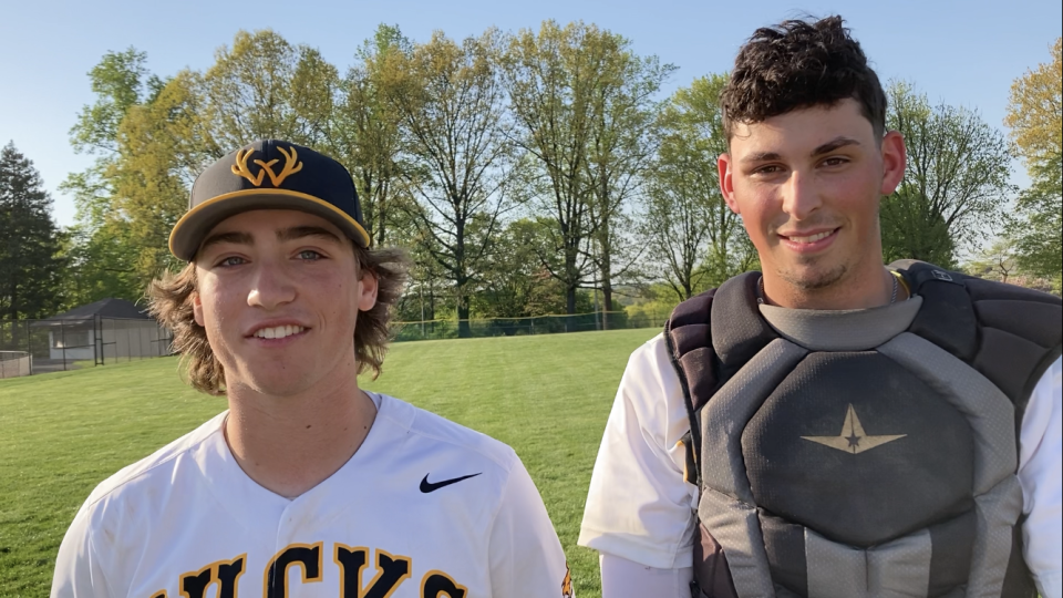 Central Bucks West seniors Julio Ermigiotti, left, and Max McGlone were all smiles after last week's 6-1 win over Council Rock South.