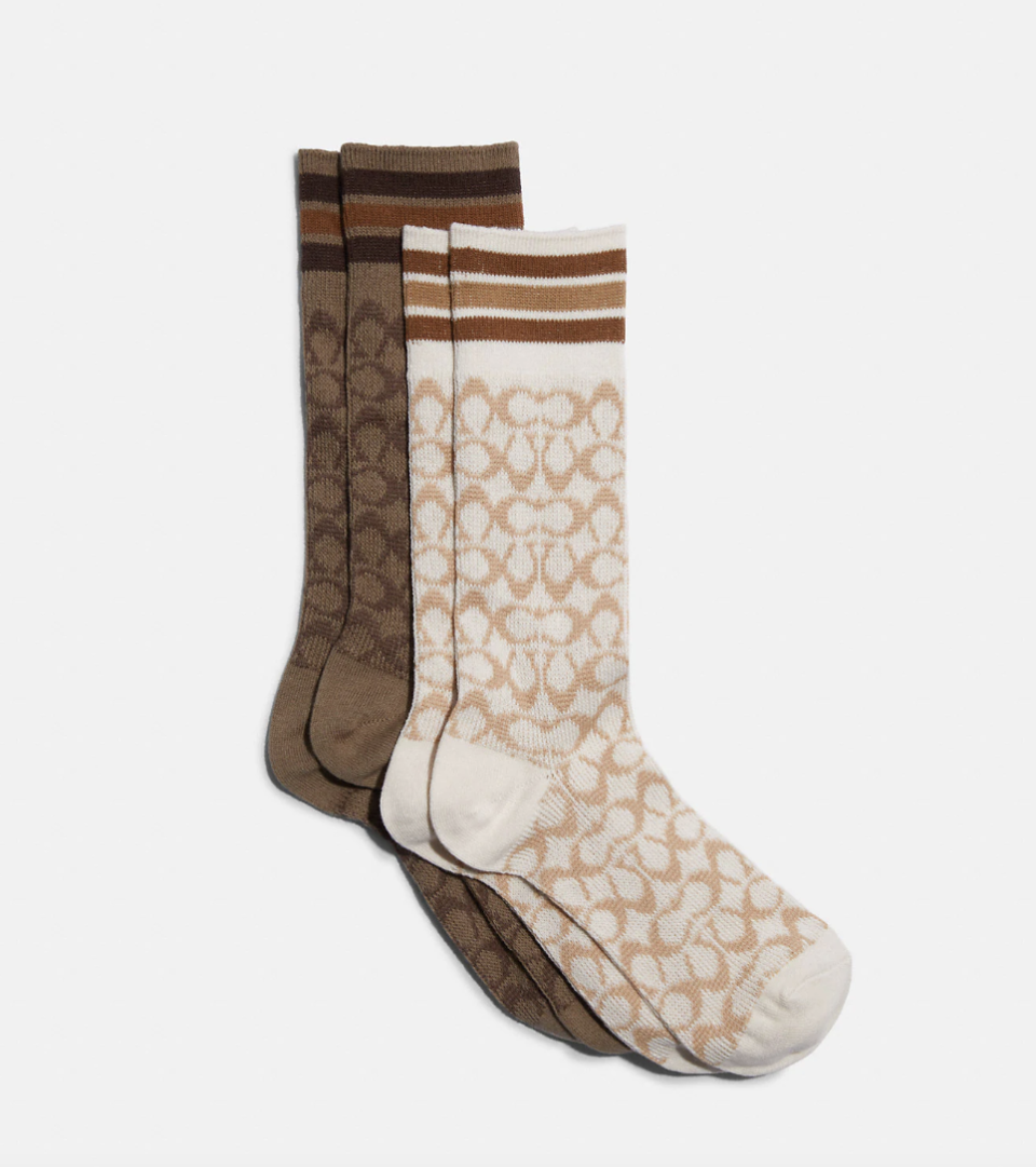 Coach Outlet Signature Calf Length Socks (Photo via Coach Outlet)