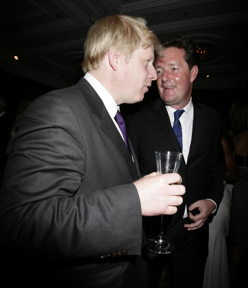 Mayor of London Boris Johnson (left) with Piers Morgan during a party to celebrate the 180th Anniversary of weekly politics magazine The Spectator, held at the Churchill Hyatt Hotel in central London.