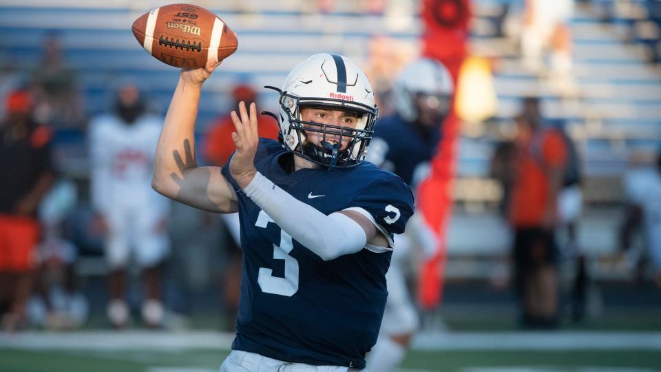 Shawnee's Joe Papa throws a pass during the football game between Shawnee and Eastside played at Shawnee High School on Thursday, September 1, 2022.  