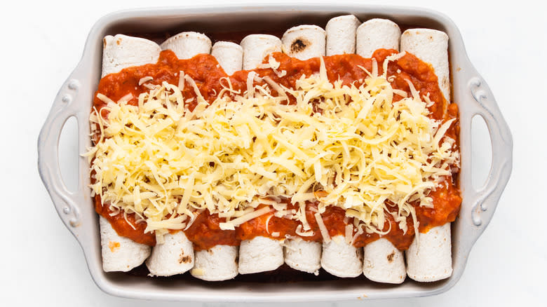 Enchiladas with red sauce and cheese