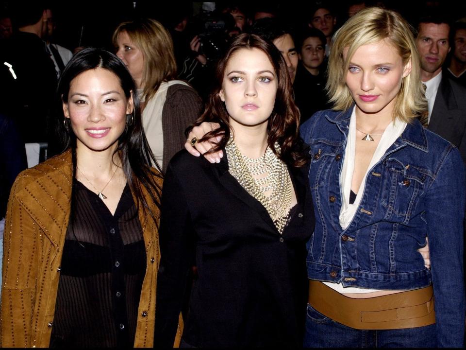 Lucy Liu, Drew Barrymore, and Cameron Diaz at premiere of "Charlie's Angels" at the Ziegfeld Theater In New York city, United States in 200.