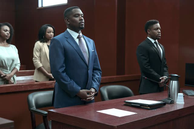 <p>Mark Hill/Netflix </p> Jerrika Hinton, Chanté Adams, Aml Ameen and Jon Michael Hill in 'A Man in Full'