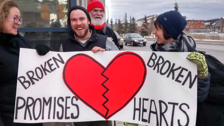 Dozens protest Liberals' broken electoral reform promise outside Yukon MP's office