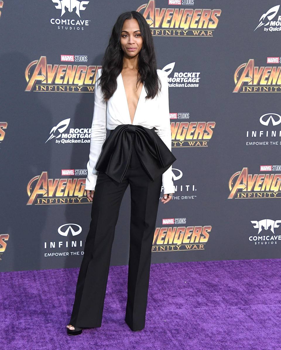 Zoe Saldana at the LA premiere of ‘Avengers: Infinity War’