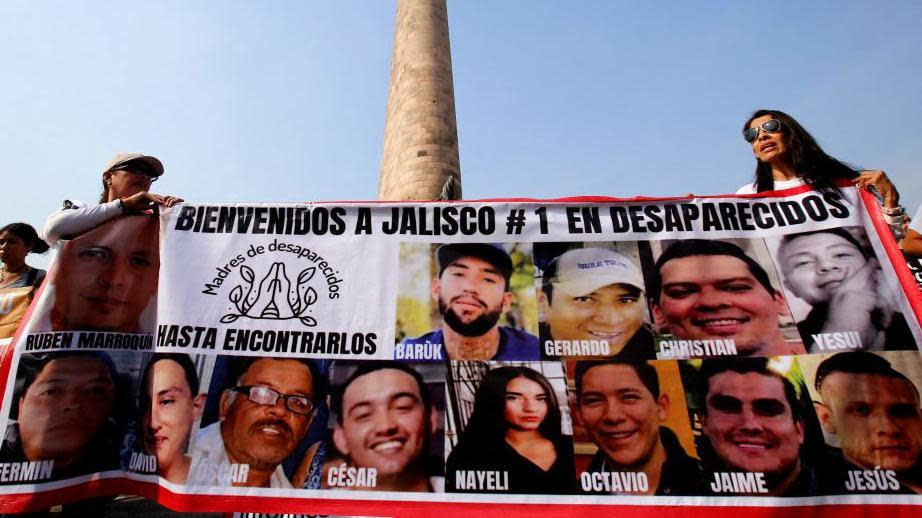 Protesta por desaparecidos en Jalisco, México.