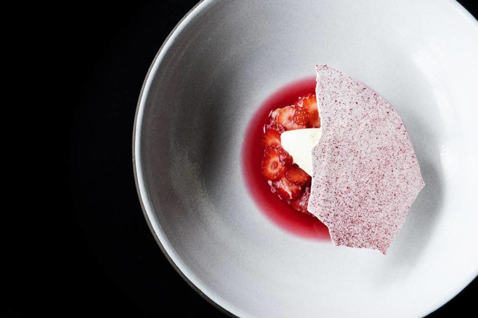 Strawberry shortcake is a dessert option at The Elderberry House restaurant in Oakhurst.