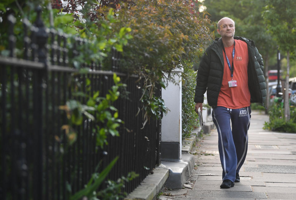 Prime Minister Boris Johnson's senior aide Dominic Cummings arriving at his north London home, as lockdown questions continue to bombard the Government after it emerged that he travelled to his parents' home despite coronavirus-related restrictions.