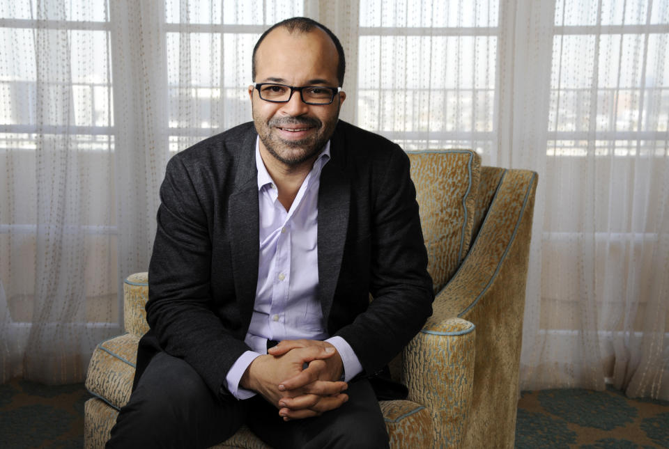 n this Friday, Nov. 8, 2013 photo, Jeffrey Wright, a cast member in "The Hunger Games: Catching Fire," poses for a portrait at the Four Seasons Hotel in Beverly Hills, Calif. Wright is one of the most versatile African-American actors of his generation. With Broadway chops, an Emmy, Golden Globe, Tony and over 35 films under his belt, including the No. 1 movie “The Hunger Games: Catching Fire,” the 47-year-old actor is far from a household name and he could care less. (Photo by Chris Pizzello/Invision/AP)