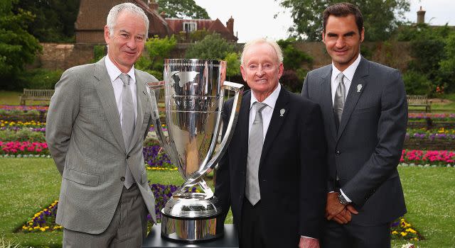 McEnroe, Rod Laver and Federer. Image: Getty