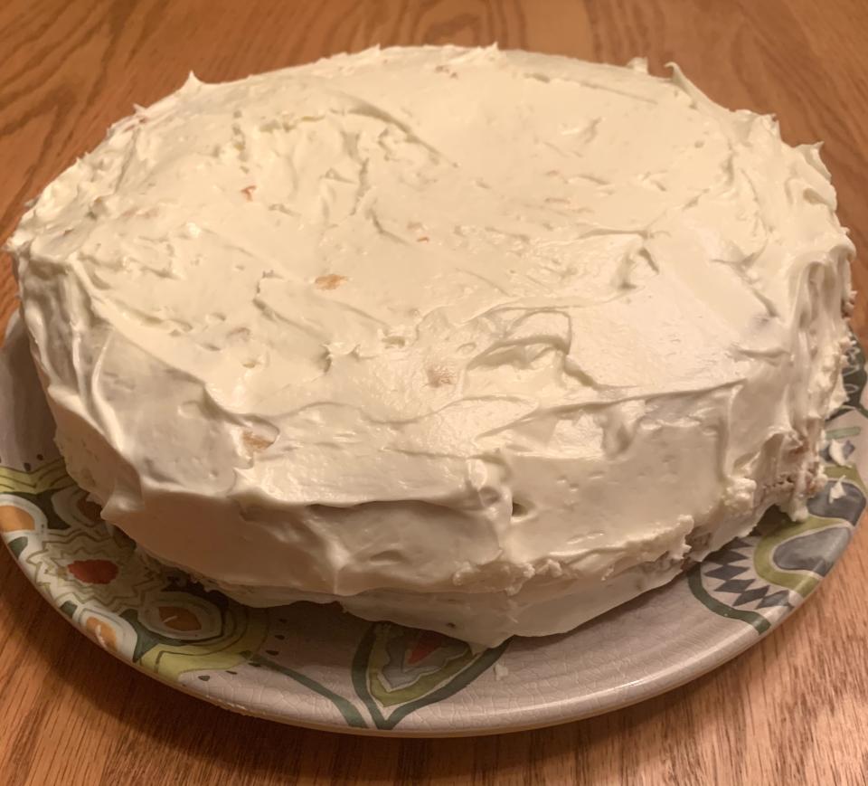 My first-ever made-from-scratch coconut cake, which I baked with my daughter while quarantining during the pandemic.