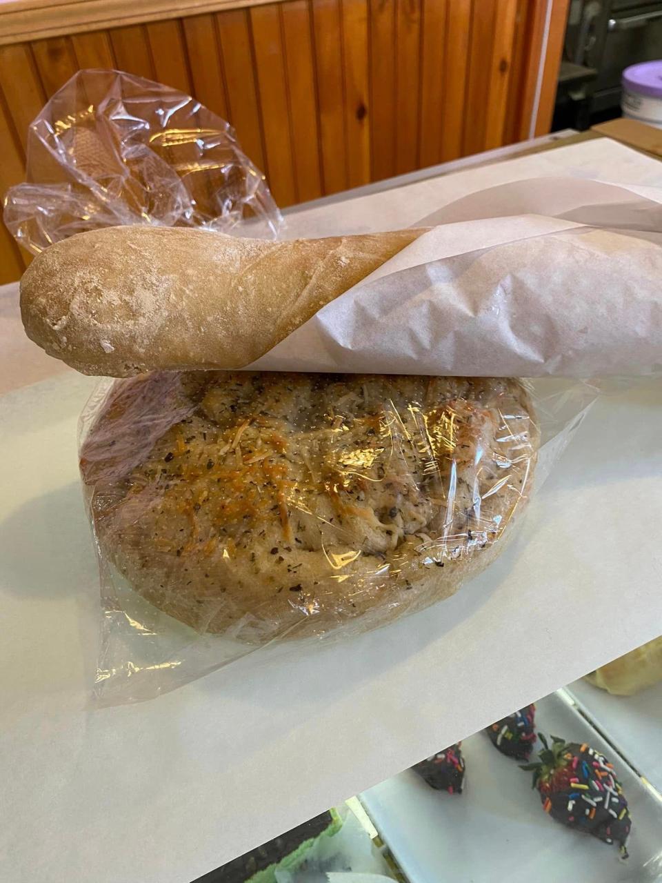 Fresh bread is displayed at N’Dulge Cakes and Pastries, 3 Church St., in Alfred. The bakery opened in November.