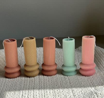 A funky tall column pillar candle