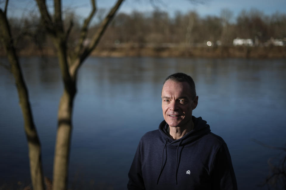 Simon Campbell poses for a photograph in Yardley, Pa., Friday, March 1, 2024. Pennsylvania is one of few states with a robust office for resolving open records disputes. Campbell, a prolific records requester who lives near Philadelphia, saw a request of his challenged at the Pennsylvania Supreme Court. He won. (AP Photo/Matt Rourke)